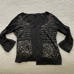 Banana Republic Grey Beaded Open Cardigan